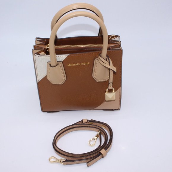 Michael Kors SATCHEL Shoulder Bag Purse Logo Pebble Leather Gold - Picture 1 of 13
